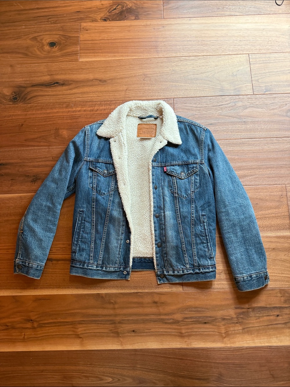 Levi's Blue Denim Sherpa Jacket with Cream Lining